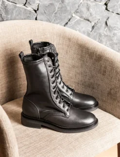 Clearance Anfibi tacco 3cm pelle Donna Anfibi