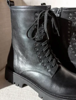 Hot Anfibi tacco 2cm pelle Donna Anfibi