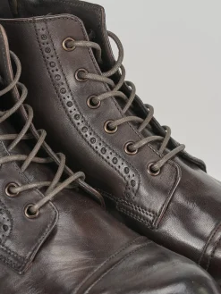 Clearance Anfibi tacco 2cm pelle testa Uomo Anfibi