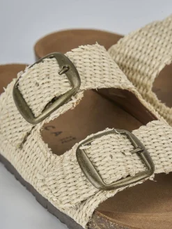 Clearance Ciabatta tacco 1 cm tessuto Donna Ciabatte