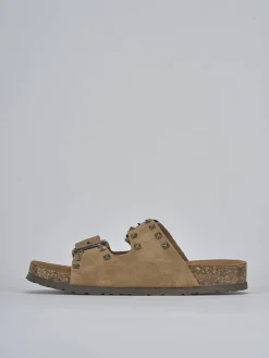 Discount Ciabatta tacco 1 cm camoscio Donna Ciabatte