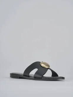 Online Ciabatta tacco 1 cm pelle Donna Ciabatte