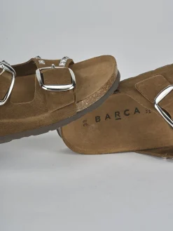 Online Ciabatte camoscio testa Donna Ciabatte