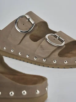 Discount Ciabatte tacco 1cm camoscio Donna Ciabatte