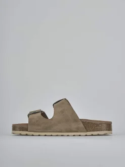 Discount Ciabatte tacco 1cm camoscio Donna Ciabatte