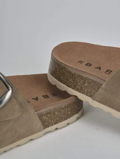 Discount Ciabatte tacco 1cm camoscio Donna Ciabatte