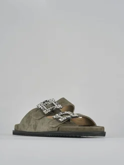 Outlet Ciabatte tacco 1cm camoscio Donna Ciabatte