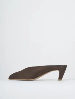 Clearance Ciabatte tacco 5cm camoscio testa Donna Ciabatte