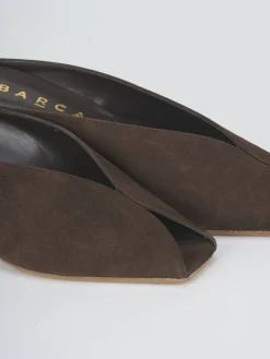 Clearance Ciabatte tacco 5cm camoscio testa Donna Ciabatte