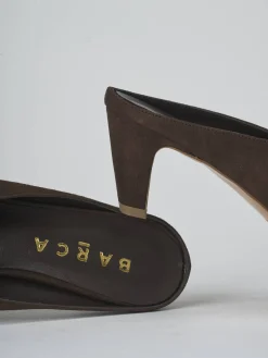 Clearance Ciabatte tacco 5cm camoscio testa Donna Ciabatte