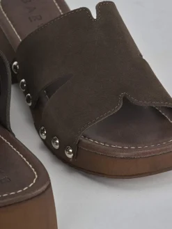 Outlet Ciabatte tacco 3cm camoscio testa Donna Ciabatte