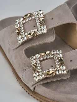 Ciabatte tacco 1cm camoscio Donna Ciabatte