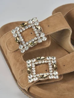 New Ciabatte tacco 1cm camoscio Donna Ciabatte