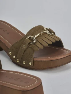 Hot Ciabatte tacco 3cm camoscio Donna Ciabatte