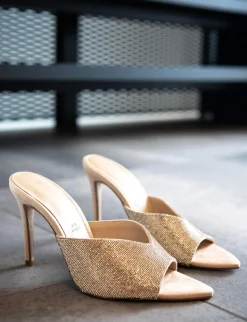 New Ciabatte tacco 10cm camoscio Donna Ciabatte