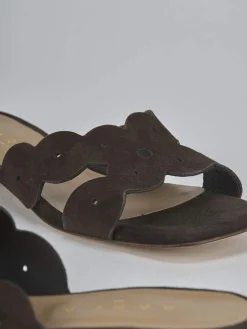 Ciabatte tacco 1cm camoscio testa Donna Ciabatte