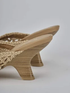 Clearance Ciabatte tacco 7cm pelle Donna Ciabatte