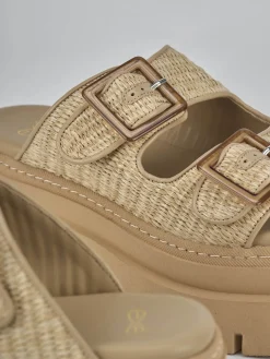 Sale Ciabatte tacco 1cm pelle Donna Ciabatte