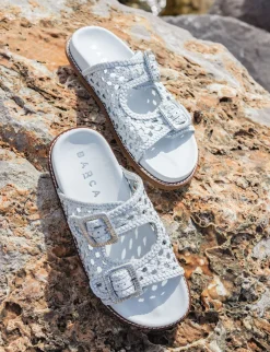 Sale Ciabatte tacco 1cm pelle Donna Ciabatte