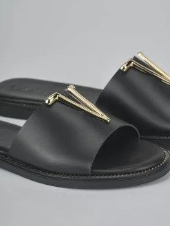 Sale Ciabatte tacco 1cm pelle Donna Ciabatte