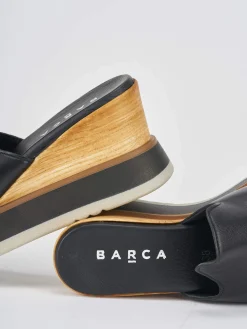 Outlet Ciabatte tacco 9cm pelle Donna Ciabatte