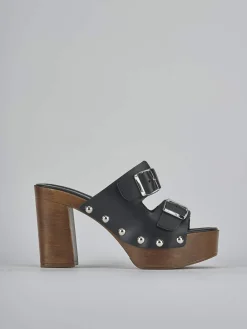 Outlet Ciabatte tacco 10cm pelle Donna Ciabatte