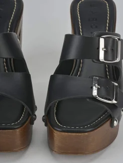 Outlet Ciabatte tacco 10cm pelle Donna Ciabatte