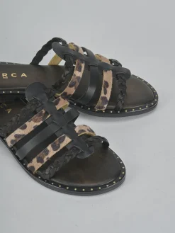 Outlet Ciabatte tacco 1cm pelle Donna Ciabatte