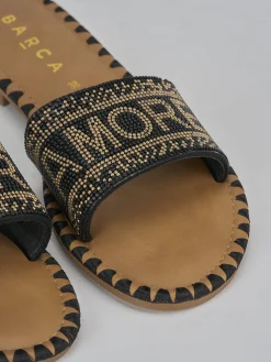 Sale Ciabatte tacco 1cm pelle Donna Ciabatte