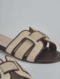 Hot Ciabatte tacco 1cm pelle testa Donna Ciabatte