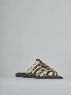 New Ciabatte tacco 1cm pelle testa Donna Ciabatte