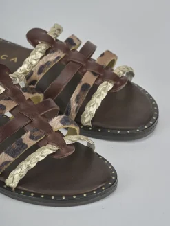 New Ciabatte tacco 1cm pelle testa Donna Ciabatte