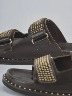 Clearance Ciabatte tacco 1cm pelle testa Donna Ciabatte