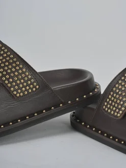 Clearance Ciabatte tacco 1cm pelle testa Donna Ciabatte