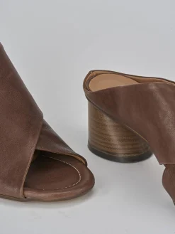 Ciabatte tacco 5cm pelle testa Donna Ciabatte