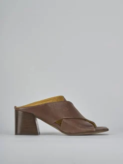 New Ciabatte tacco 6cm pelle testa Donna Ciabatte