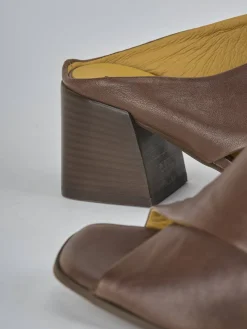 New Ciabatte tacco 6cm pelle testa Donna Ciabatte