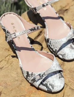 Clearance Ciabatte tacco 5cm pitone Donna Ciabatte