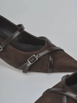 Discount Décolleté tacco 5cm camoscio testa Donna Décolleté