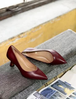 Clearance Décolleté tacco 5cm pelle bordo' Donna Décolleté