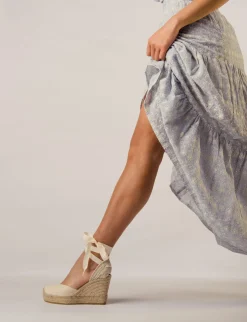 Discount Espadrilla zeppa 9 cm tessuto Donna Espadrillas