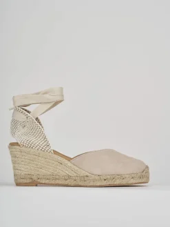 New Espadrillas tacco 6cm camoscio Donna Espadrillas