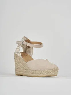Clearance Espadrillas tacco 9cm camoscio Donna Espadrillas