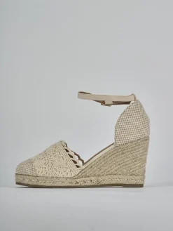 Outlet Espadrillas tacco 9cm pelle Donna Espadrillas