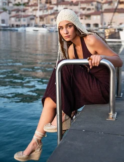 Espadrillas tacco 8cm pelle Donna Espadrillas