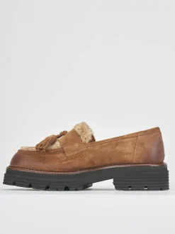 Hot Mocassini tacco 2cm camoscio Donna Mocassini