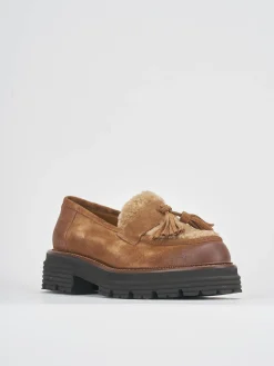 Hot Mocassini tacco 2cm camoscio Donna Mocassini