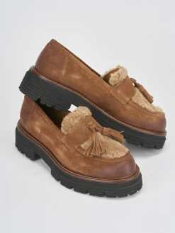 Hot Mocassini tacco 2cm camoscio Donna Mocassini