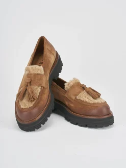 Hot Mocassini tacco 2cm camoscio Donna Mocassini