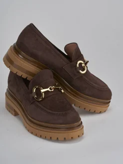 New Mocassini tacco 3cm camoscio testa Donna Mocassini